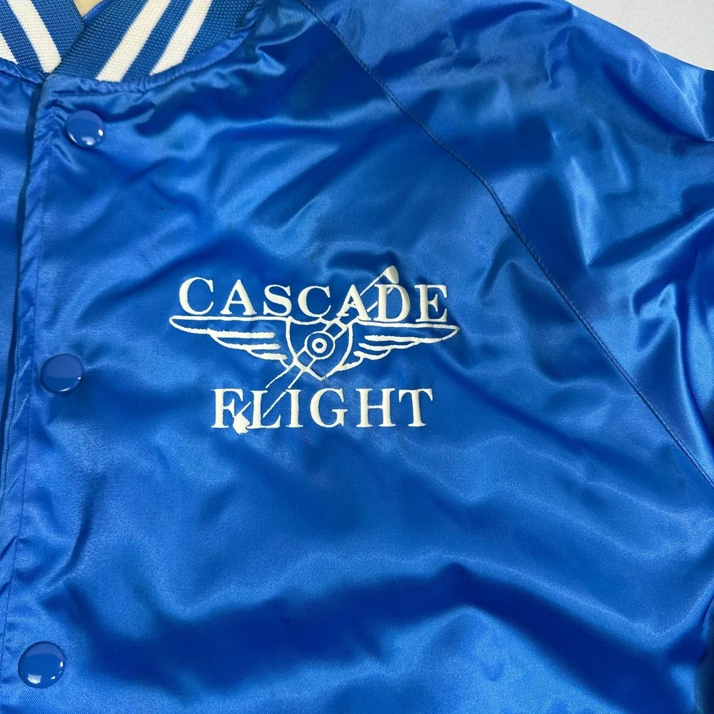 Vintage Executive Class‎ Cascade Flight Satin Bomber Jacket Blue XL Aviation